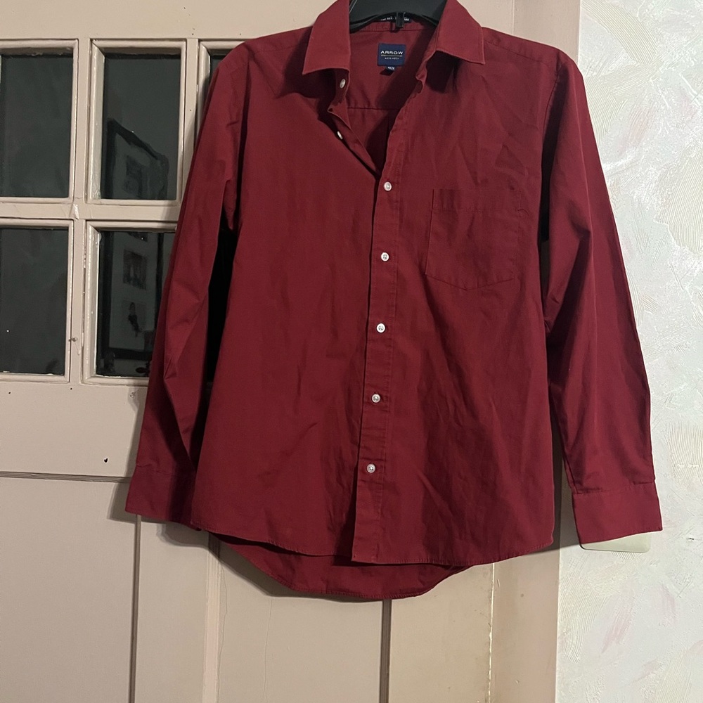Arrow Boys Burgundy Button-Down Long Sleeve Shirt